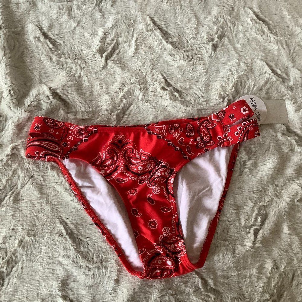 hot water red paisley bikini bottom size small swimwear beach